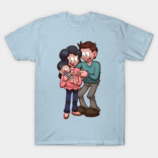 Cartoon Couple With Baby T-Shirt